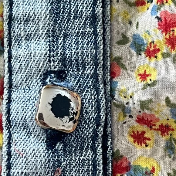 Denim & Floral Sleeveless Midi Summer Dress - Picture 10 of 11